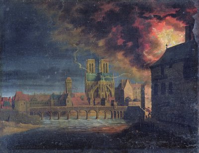 Un Incendio en la Isla Saint-Louis, c.1635 de French School